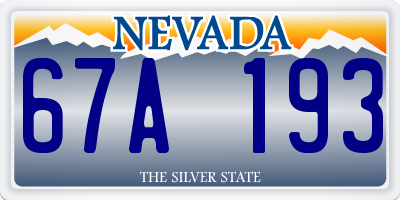 NV license plate 67A193