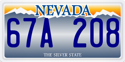 NV license plate 67A208