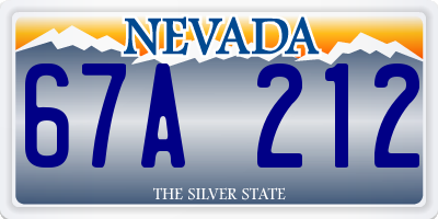 NV license plate 67A212