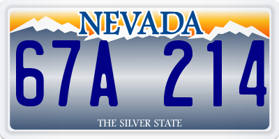 NV license plate 67A214