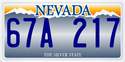 NV license plate 67A217