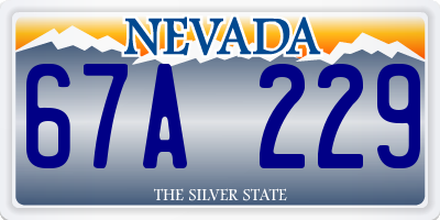 NV license plate 67A229