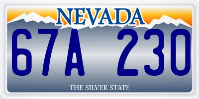 NV license plate 67A230