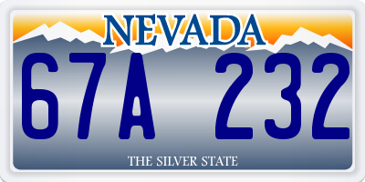 NV license plate 67A232