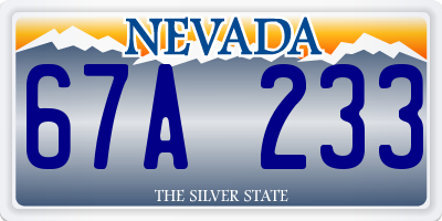 NV license plate 67A233