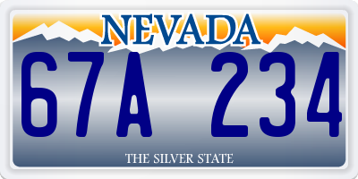 NV license plate 67A234