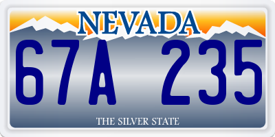NV license plate 67A235