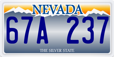 NV license plate 67A237