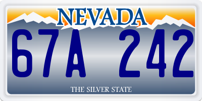 NV license plate 67A242