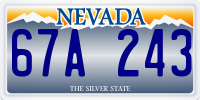 NV license plate 67A243