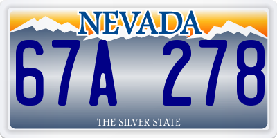 NV license plate 67A278