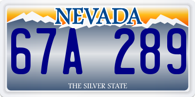NV license plate 67A289