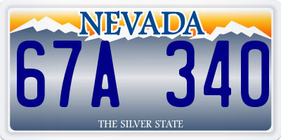 NV license plate 67A340