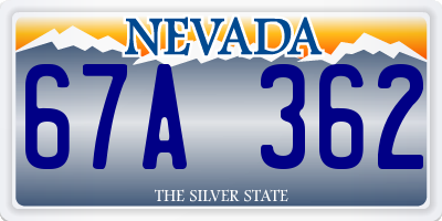 NV license plate 67A362