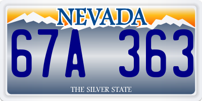 NV license plate 67A363