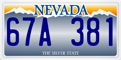 NV license plate 67A381