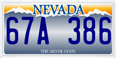 NV license plate 67A386
