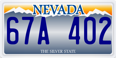 NV license plate 67A402
