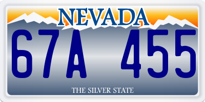 NV license plate 67A455