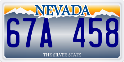 NV license plate 67A458