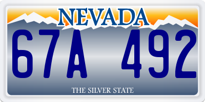 NV license plate 67A492