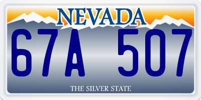 NV license plate 67A507