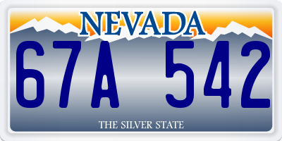 NV license plate 67A542