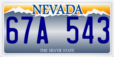 NV license plate 67A543
