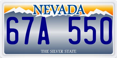 NV license plate 67A550