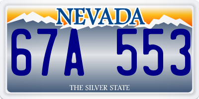 NV license plate 67A553