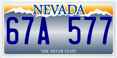 NV license plate 67A577