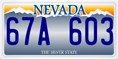 NV license plate 67A603