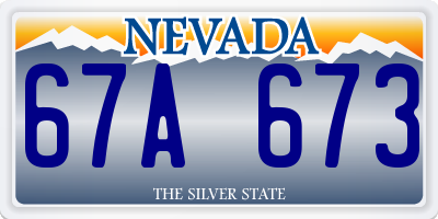 NV license plate 67A673