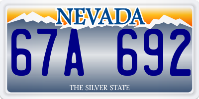 NV license plate 67A692