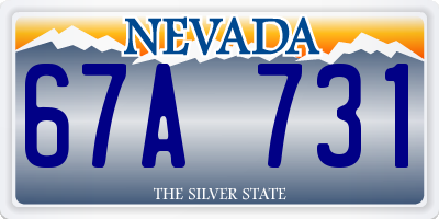 NV license plate 67A731