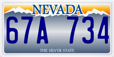 NV license plate 67A734
