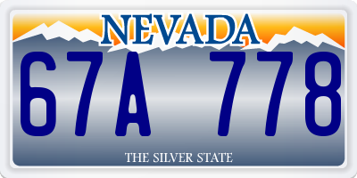 NV license plate 67A778