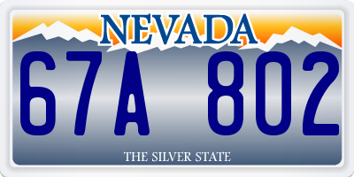 NV license plate 67A802