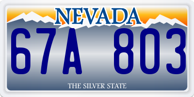 NV license plate 67A803