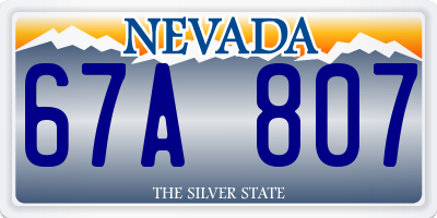 NV license plate 67A807