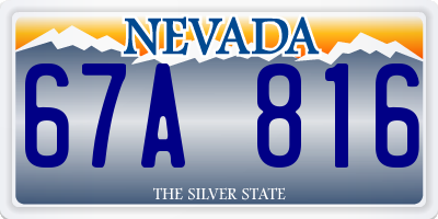 NV license plate 67A816