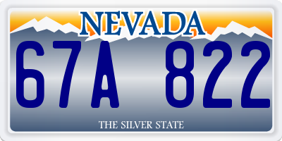 NV license plate 67A822