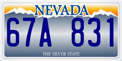NV license plate 67A831