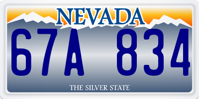 NV license plate 67A834