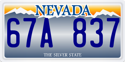 NV license plate 67A837