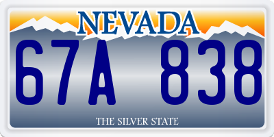 NV license plate 67A838