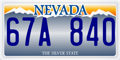 NV license plate 67A840