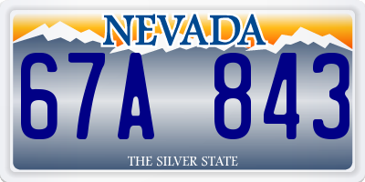 NV license plate 67A843
