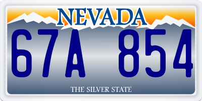 NV license plate 67A854