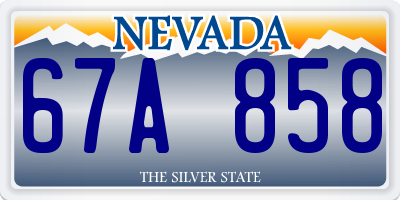 NV license plate 67A858